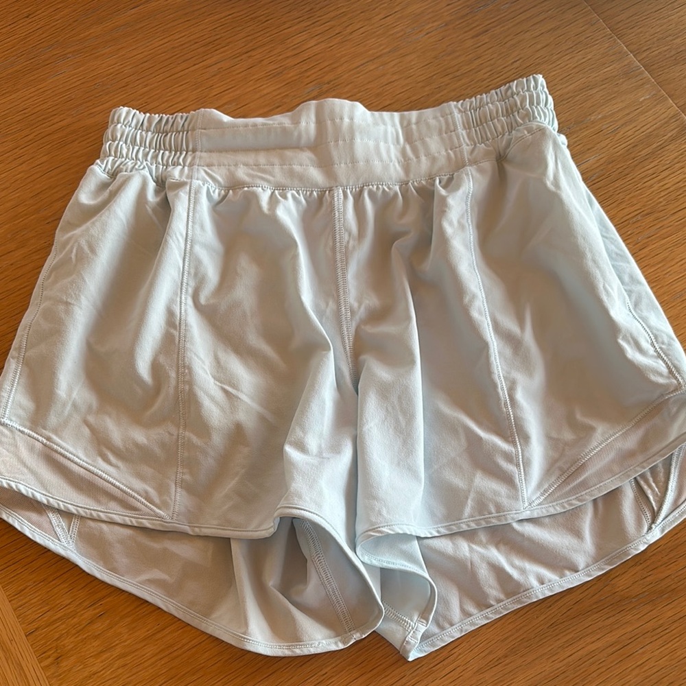 Light aqua blue Lululemon Hotty Hot Shorts 4” Athletic Shorts